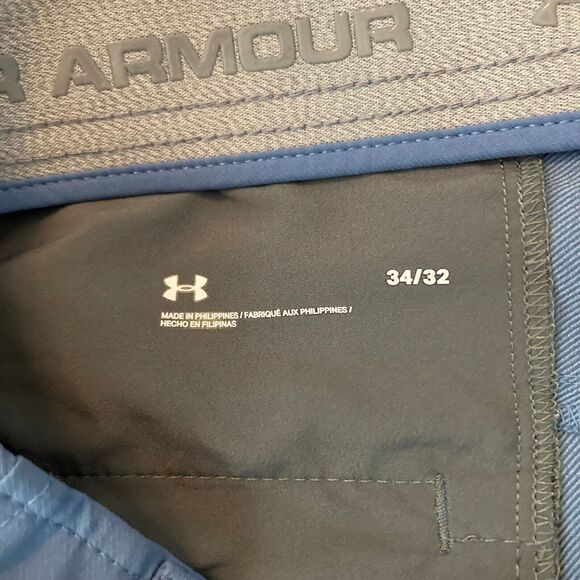 Under Armour Pants Mens Sz 34 Periwinkle Blue Knit Slim‎ Fit Stretch Golf - Picture 13 of 15